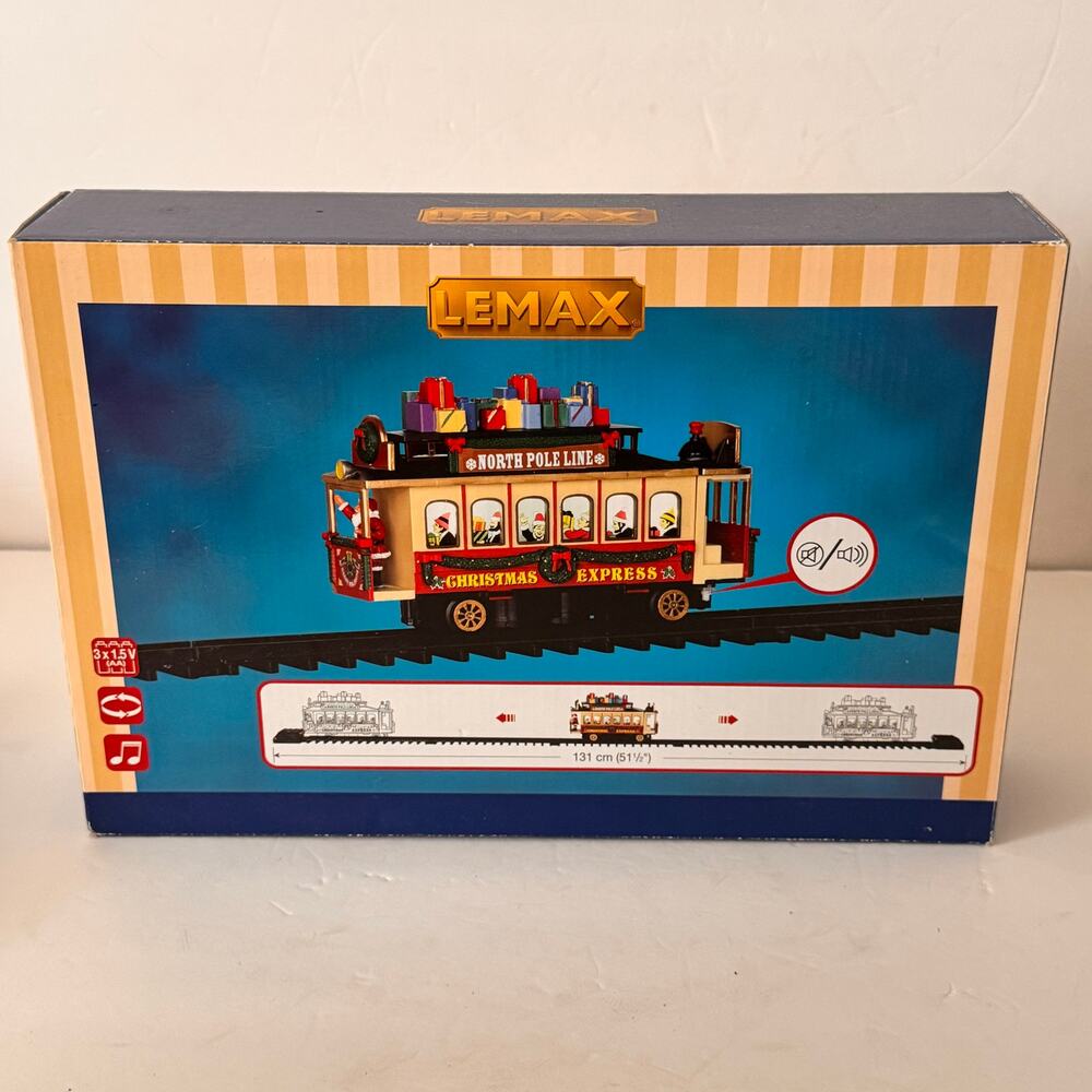 Lemax North Pole Line Christmas Santa Claus Cable Car Sights & Sounds Retired